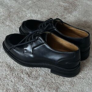 Kenneth Cole NY Black Leather Oxford Men 9.5 Italy Dressy Career Academia Shoes